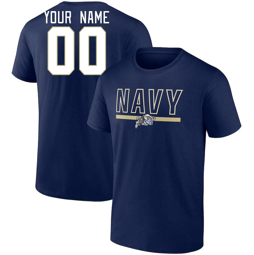 Custom Navy Midshipmen Name And Number Tshirts-Navy